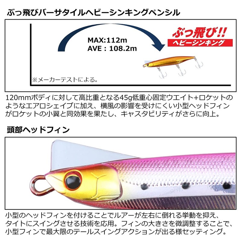 DAIWA Overdrive 120S Adele Flounder Pink Sardine, 1.6 oz (45