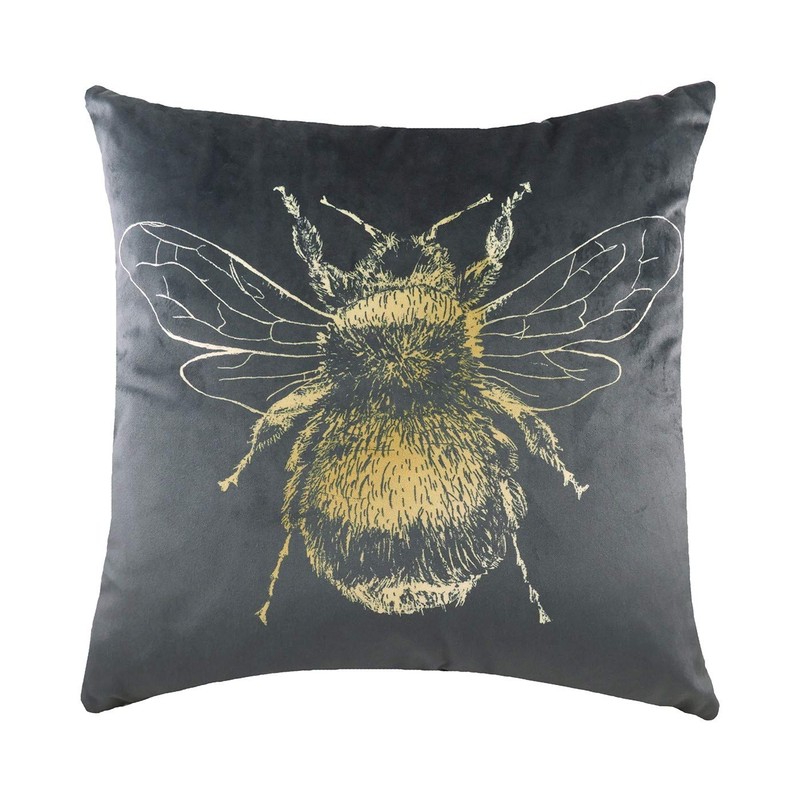 Evans Lichfield Gold Bee Cushion Cover, Black, 43 x 43cm
