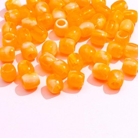 VENOFEN 50PCS Orange Loc Beads Hair Dreadlock Decoration Acrylic Pony Beads Cute Braids Accessories Dreadlocks Hair Jewelry Making Kit