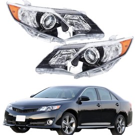 WFLNHB Headlights Assembly Replacement for Toyota Camry SE Style 2012 2013 2014 Projector Headlights Headlamps Chrome Housing Driver and Passenger Side