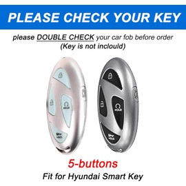 5 Buttons Compatible with Hyundai Key Fob Cover Accessories, Fits for Elanrtra Sonata Ioniq Santa Fe Santa Cruz KONA Tucson, Soft TPU Key Case with Leather Keychain (Ivory)