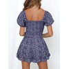 Jeanewpole1 Mono corto de pierna ancha floral para mujer con