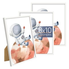 upsimples 8x10 Picture Frame Set of 3, Made of High Definition Glass for 8 x 10, Wall and Tabletop Display Thin Border Photo Frames for Home Decor, White