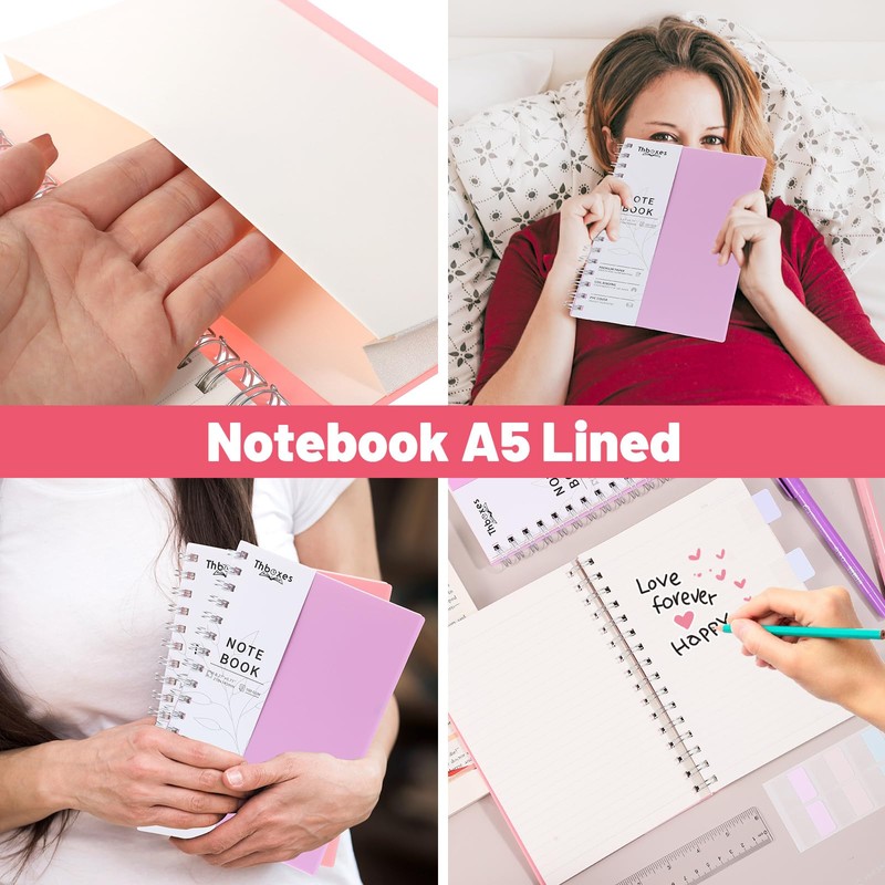 Thboxes 2 Pack Notebook A5 Lined, 400 Pages A5 Notepad