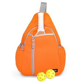Hap Tim Pickleball Bags for Men & Women, Pickle Ball Backpack - Large Capacity, Adjustable Sling Bag, Breathable, Water Bottle Holder, Multiple Compartments for Accessories, Orange