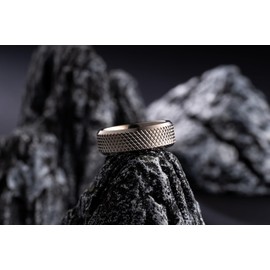 100S JEWELRY Knurl Tungsten Rings with Knurling Diamond Pattern Men Wedding Band 8mm wide Hypoallergenic Size 6-16 (Gunmetal, 9.5)