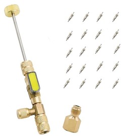 Valve Core Remover Installer Tool with Dual Size SAE 1/4 & 5/16 Port,Core Removal Installer Tool Air Conditioning Line Repair Tools for R22 R12 R407c R410A R404A Etc, 20PCS Valve Cores