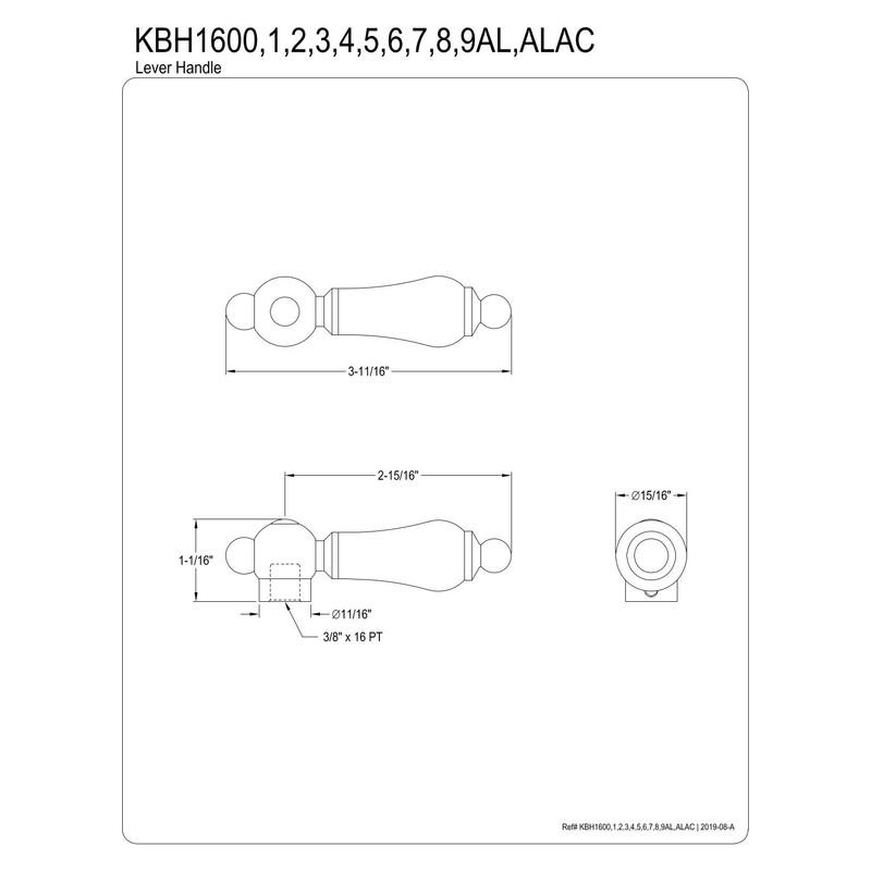 Kingston Brass KBH1601AL Metal Lever Handle in Polished Chrome