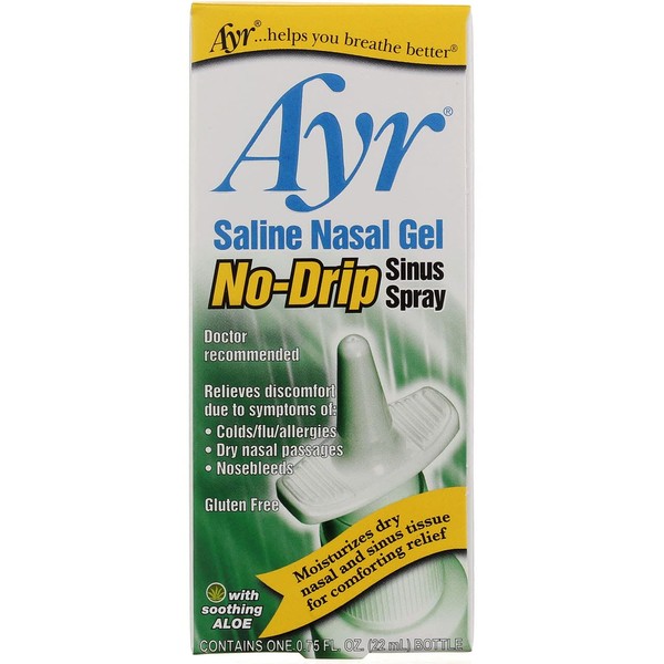 Ayr Saline Nasal Gel No-Drip Sinus Spray 0.75 oz (Pack of 6)