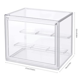Acrylic Display Case 27 x 18 x 22 cm Wooden Removable Doll Display Case Transparent Storage Box Plexiglass Display Case with Magnetic Door for Collectibles Action Figures Miniature Figures Storage