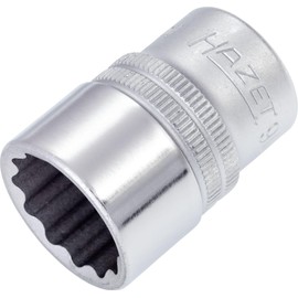 HAZET Socket, 12 Angle, 900Z-19, Double Side Width: 0.7 x Insertion Angle: 0.5 x Total Length: 1.5 inches (38 mm), 1 piece