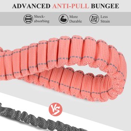 VIVAGLORY Hands-Free Leads for Dogs, Jogging Lead, Bungee Lead, Hands-Free Dog Lead for Medium and Large, Reflective Dog Waist Lead for Walking, Pink/Grey
