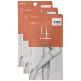 Atsugi FS4033 Women's Stockings, Tightening, Below Knee Length, 3 Pair Set, baby beige
