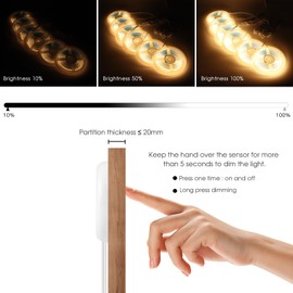 LRGBST 6 Pieces 1 m COB LED Strip Set, 5 V USB Warm White COB LED Strip Light with Touch and Hand Sweep Dimmer Switch for Cabinet Showcase Kitchen Lighting (Warm White, 1 m)