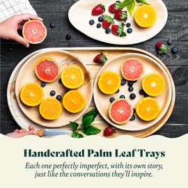 Chic Leaf Palm Leaf Trays Disposable Bamboo Serving Trays 12"x7" Oval (25 ct) - 100% Compostable Disposable Party Trays for Charcuterie & Weddings - Eco Friendly Trays