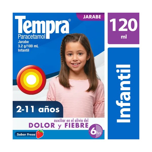 Jarabe Tempra Para El Dolor y Fiebre De Fresa Contenido