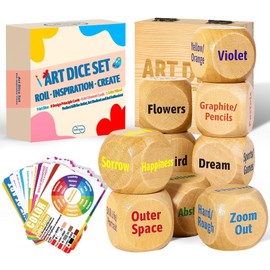 Garybank Inspiration Art Dice Gifts for Artists, W/Drawing Principles Cards - Color Wheel & Painting Knowledge, Art Supplies for Women, Set of 9 Creativity Dice, Cool Artist Teacher Gifts