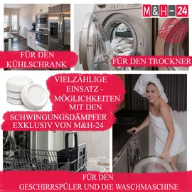 M&H-24 Vibration Damper Vibration Damper Washing Machine and Dryer Underlay - Universal Anti Vibration Compatible with Bosch, Privileg, AEG, Siemens Rubber Damper Pads White