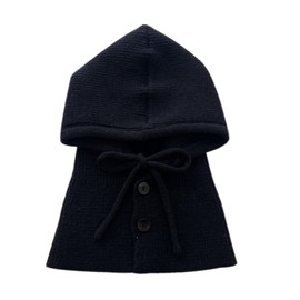 ZARSIO Winter Hats for Women Hooded Scarf Hat Knit Balaclava Beanie with Adjustable Drawstring (CA/US, Alpha, One Size, Black)