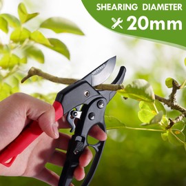 MEPEREZ Ultra Sharp Germany Steel Pruning Shears - Cuts 3X Easier, Weak Hand Arthritis Snips, Rust-Resistant, Effortlessly 1-Inch Cut Capacity Garden Scissors, Ergonomic Handle (Reddish balck)