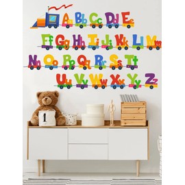 Decoraciones para baño y cocina, así como para la recámara de niños y niñas. Incluye un tapiz para la pared decorativo con abecedario para aprendizaje, stickers de abecedario y trenecito infantil, vinilo decorativo para pared, cuadro decorativo infantil,