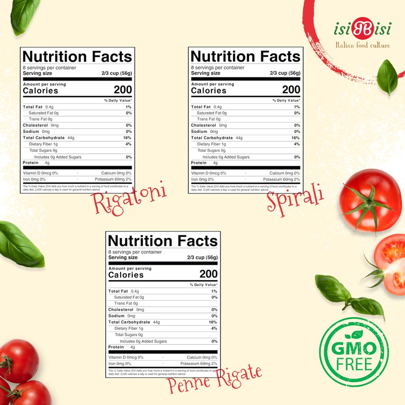 isiBisi Gluten-Free Pasta Sampler, 6-Pack - Penne, Rigatoni, Spirali Noodles