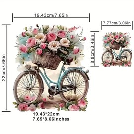2pcs Vintage Bicycle Flower Iron On Transfers for T-Shirts Rub on Transfers Stickers Vinyl Ready to Press Stickers Iron on Decals for T-Shirts Clothing Hoodie DIY Crafts