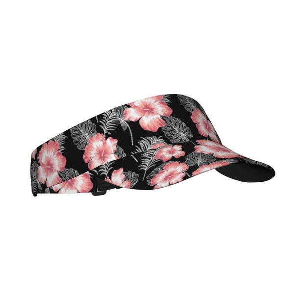 Black Flower Pink Cute Palm Tree Leaf Sports Sun Visor