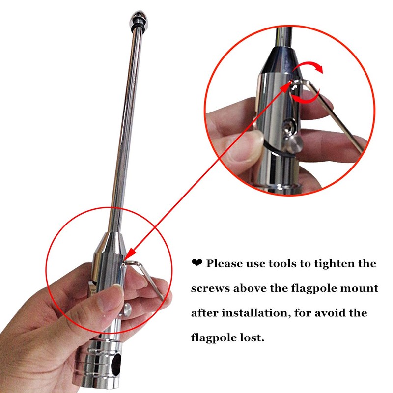 2 Pack Motorcycle Flag Pole Fold Down 90° and American