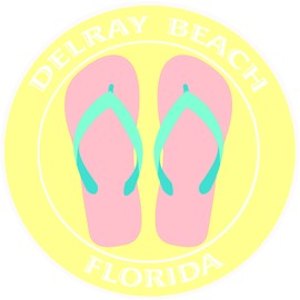 Athena Brands Flip Flops Delray Beach Florida - Car Truck Window Bumper Graphics Sticker Decal - Fun In The Sun Yellow