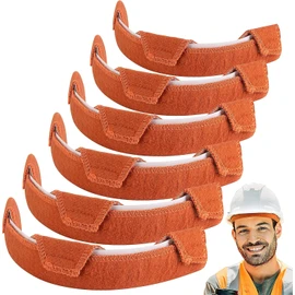 6Pcs Cotton Hard Hat Sweatband - Reusable Helmet Sweat Band Liner Pads - Absorber Terry Sweatband with Liner Snap for Welding Helmets Hard Hat Accessories