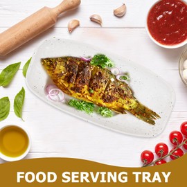 LIFKOME Plato Rectangular de Cerámica para Sushi, Aperitivos y Frutas, Apto para Lavavajillas y Horno