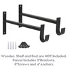 AddGrace Shelf Brackets with Hook, Black Shelf Brackets 8inch, 2pcs