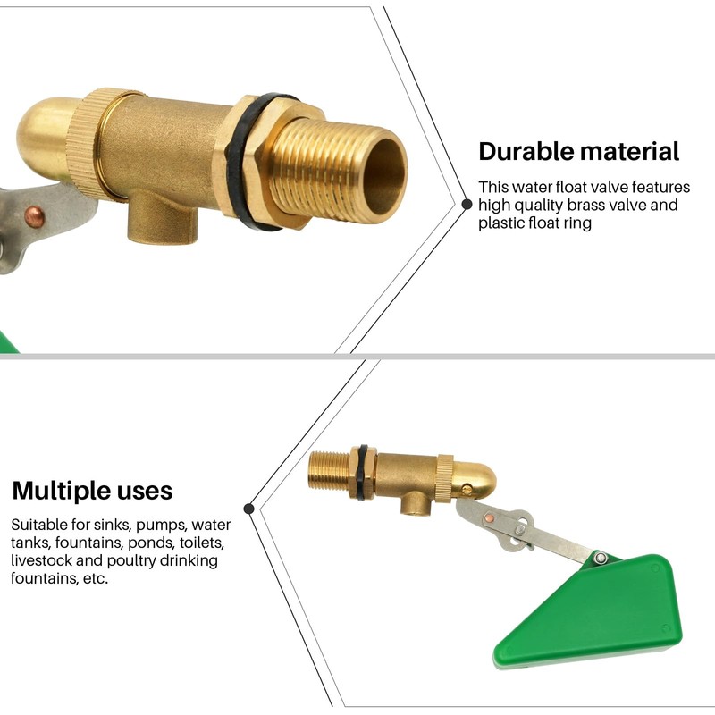MasXirch 1/2 Inch Brass Valve with Plastic Float Water Float