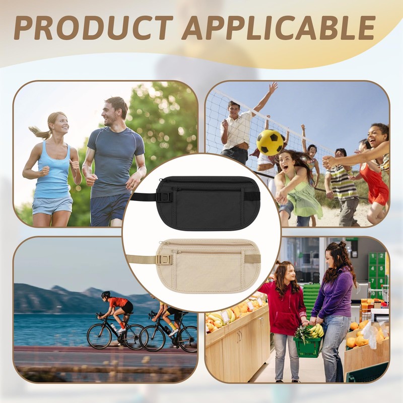 2 Pcs Secure Travel Money Belt, Anti-Theft Waterproof Pouch Hidden