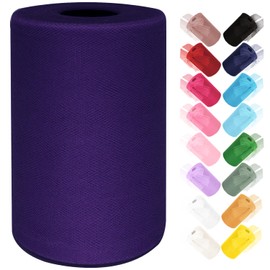 Ableme Deco Tulle Fabric Roll 6 Inches x 100 Yards (15cm x 91m) Tulle for Tutu Dress Pom Poms Gift Wrapping Baby Shower Wedding Decor (Purple)