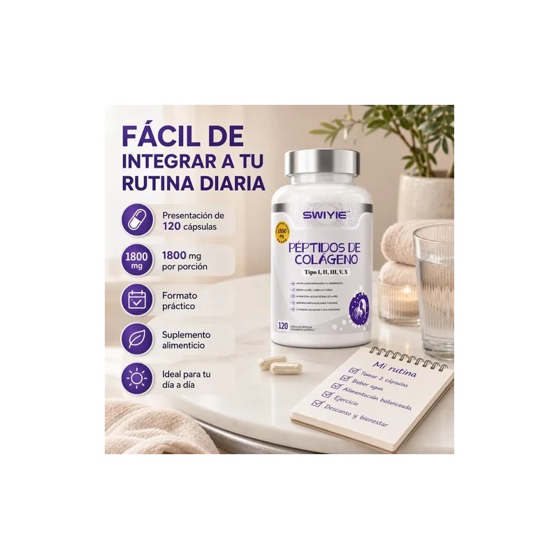 Colágeno Hidrolizado 120 Cápsulas Alta Absorción Belleza