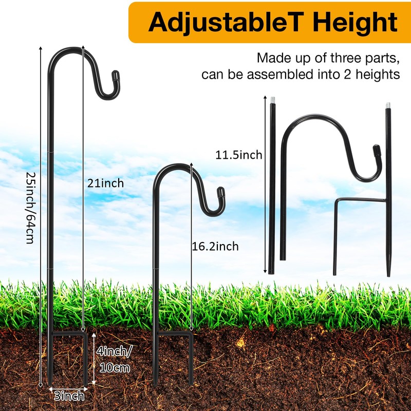Hicarer 24 Pack 25 Inch Shepherds Hooks Outdoor Plant Hanger