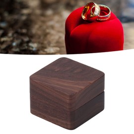 Caja de Anillo de Madera de Nogal Negro, Botón Magnético de Estilo Retro Portátil, Caja de Propuesta de Compromiso de Boda Duradera