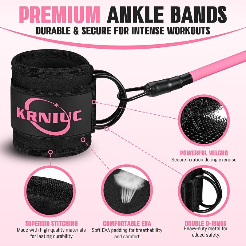 Adjustable Ankle Resistance Bands with Cuffs - 3 Levels Fitness
