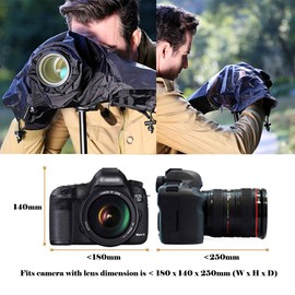 JJC Camera Rain Cover for Nikon Df D90 Z7 Z6 Z50 D780 D850 D810 D800 D610 D3500 D3400 D5600 D7500 Canon EOS 7D 5D 850D 800D 760D 750D Sony A99II A77II Simliar Size DSLR Cameras Rain Coat Sleeve