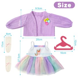 Aolso Doll Clothes Set, 14-18 Inch Doll Clothes, Doll Accessories Fits 35-45 cm, Baby Doll Clothes with 1 Hanger, Birthday Gift for Girls (Unicorn Dress)