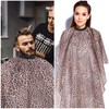 LLOUSSAK Leopardenmuster Friseurumhang,Haarschnitt Friseurumhänge mit Elastisches Band,Wasserabweisend Haarschnittumhang für Männer,Frauen,Kinder
