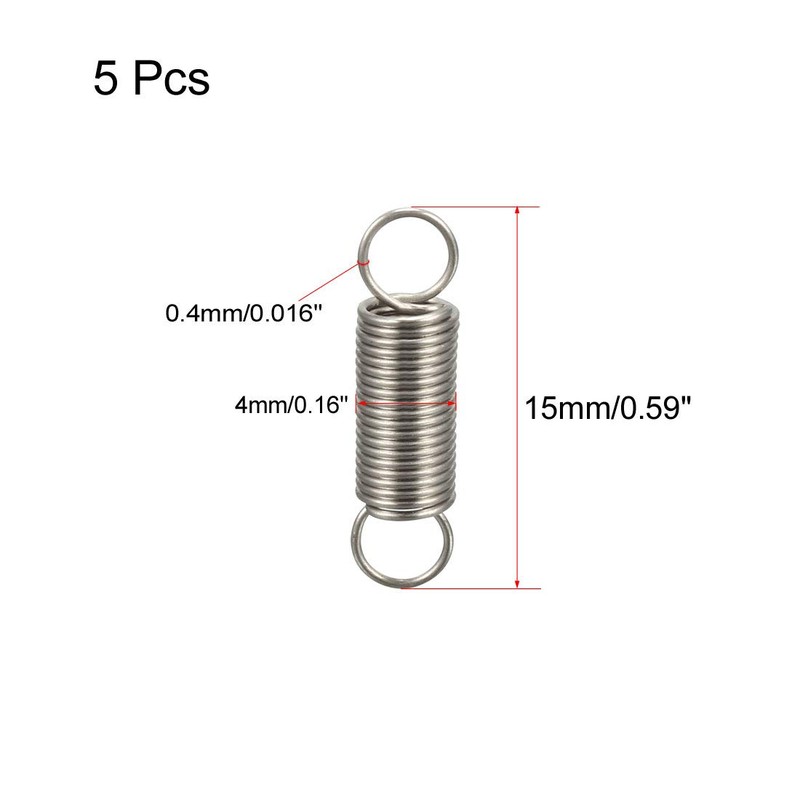 sourcing map Extended Tension Spring Wire Diameter 0.016", OD 0.16",