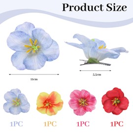 BelleVive 4 Pieces Hawaiian Flower Hair Clips for Women, Plumeria Hibiscus Hair Clips, Artificial Flower Hair Clips, Hibiscus Claw Clip Hair Accessories for Holiday, Beach Party