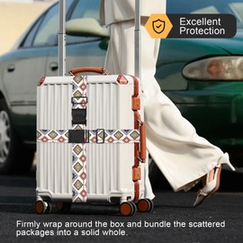 ECZOIL 2 x Adjustable Luggage Strap, Including Suitcase Strap with 3 Combination Locks, Code Custom, Facilitates Particularly Eye-catching and Secure Rhombus