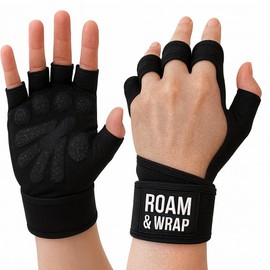 Roam & Wrap - Premium Weightlifting Gloves for Men & Women – Full Palm Protection, Non-Slip Grip, Wrist Support Straps, Breathable Workout Gloves for Gym & Training