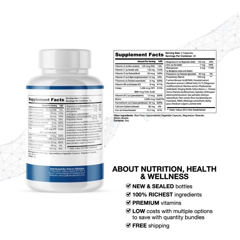 Pelican Vitamins Nail Exodus- Nail Support- 5 Bottles- 300 Capsules