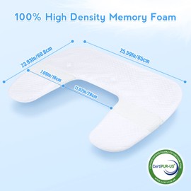 SAHEYER Side Sleeper Pillowcase, Odorless Body Memory Foam Pillowcase, U-Shaped Ergonomic Orthopedic Support Bed Pillowcase, White