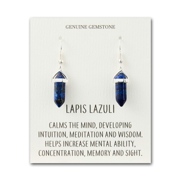 Philip Jones Lapis Gemstone Drop Earrings with Quote Card